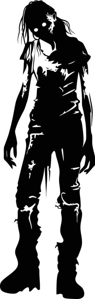 ai gegenereerd silhouet zombie Dames zwart kleur enkel en alleen vol lichaam vector