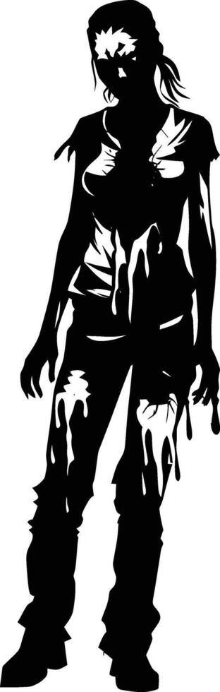 ai gegenereerd silhouet zombie Dames zwart kleur enkel en alleen vol lichaam vector