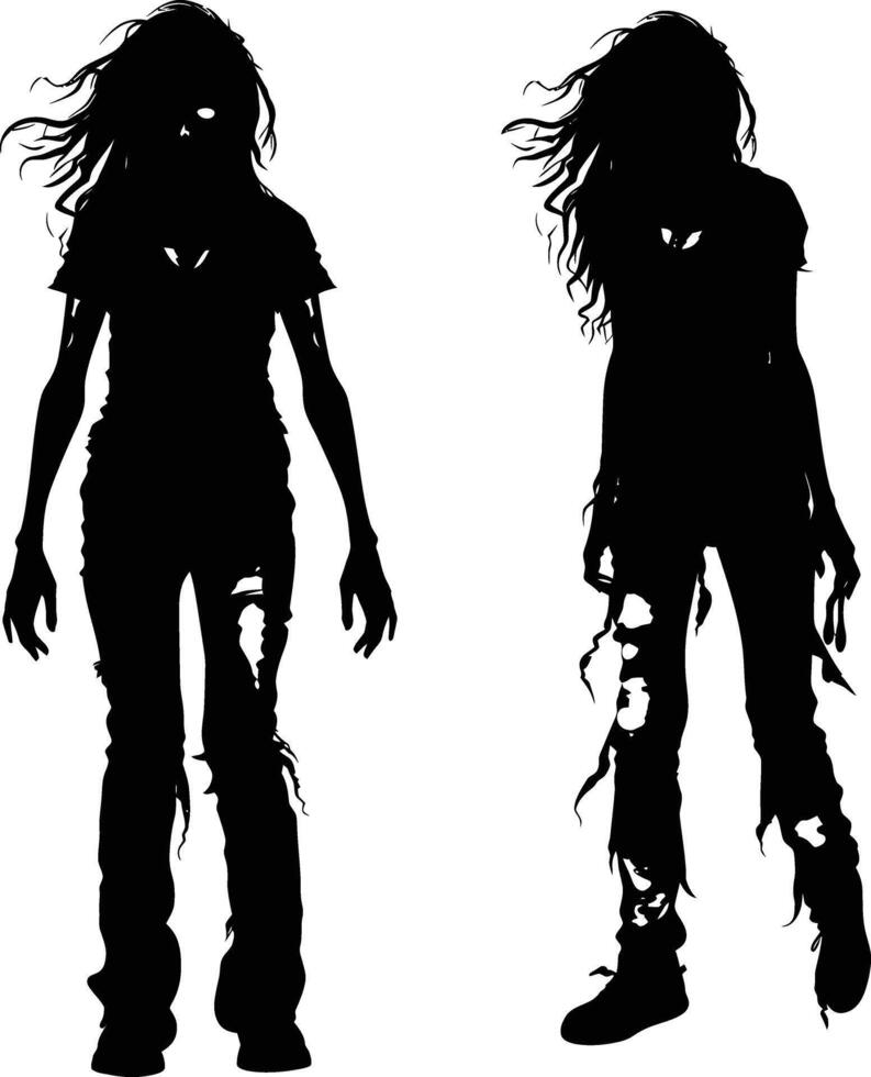 ai gegenereerd silhouet zombie Dames zwart kleur enkel en alleen vol lichaam vector