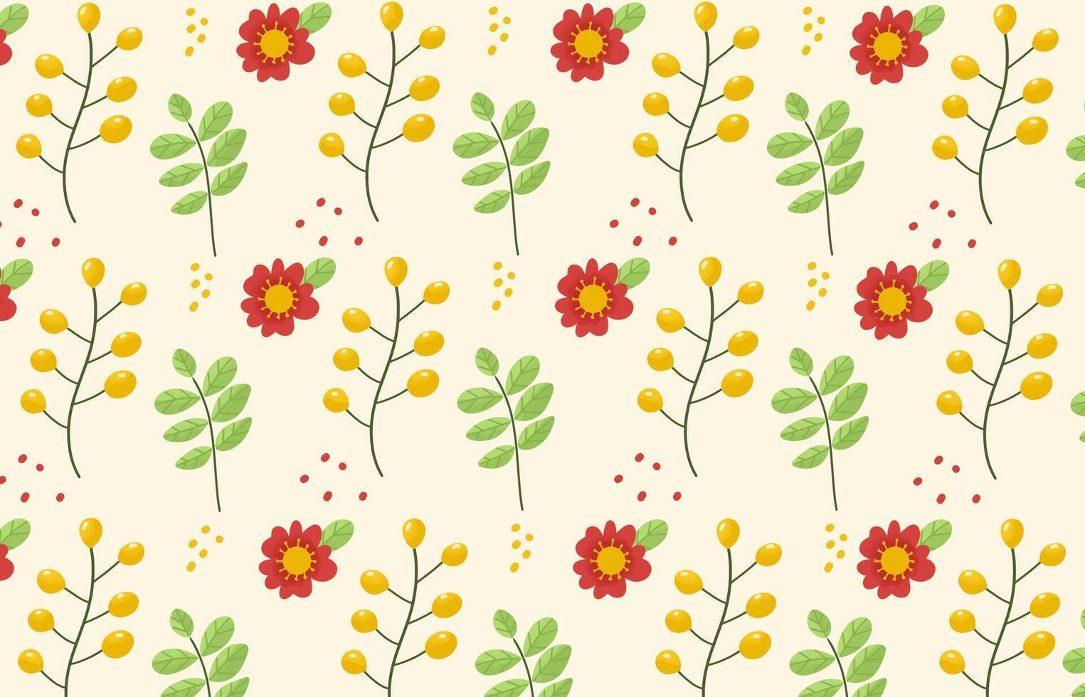 naadloos wild voorjaar patroon voor kleding stof, textiel, behang, en ontwerp projecten. geel en rood voorjaar bloemen Aan geel achtergrond vector