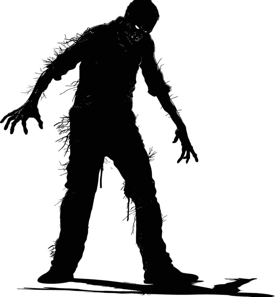 ai gegenereerd silhouet zombie zwart kleur enkel en alleen vol lichaam vector