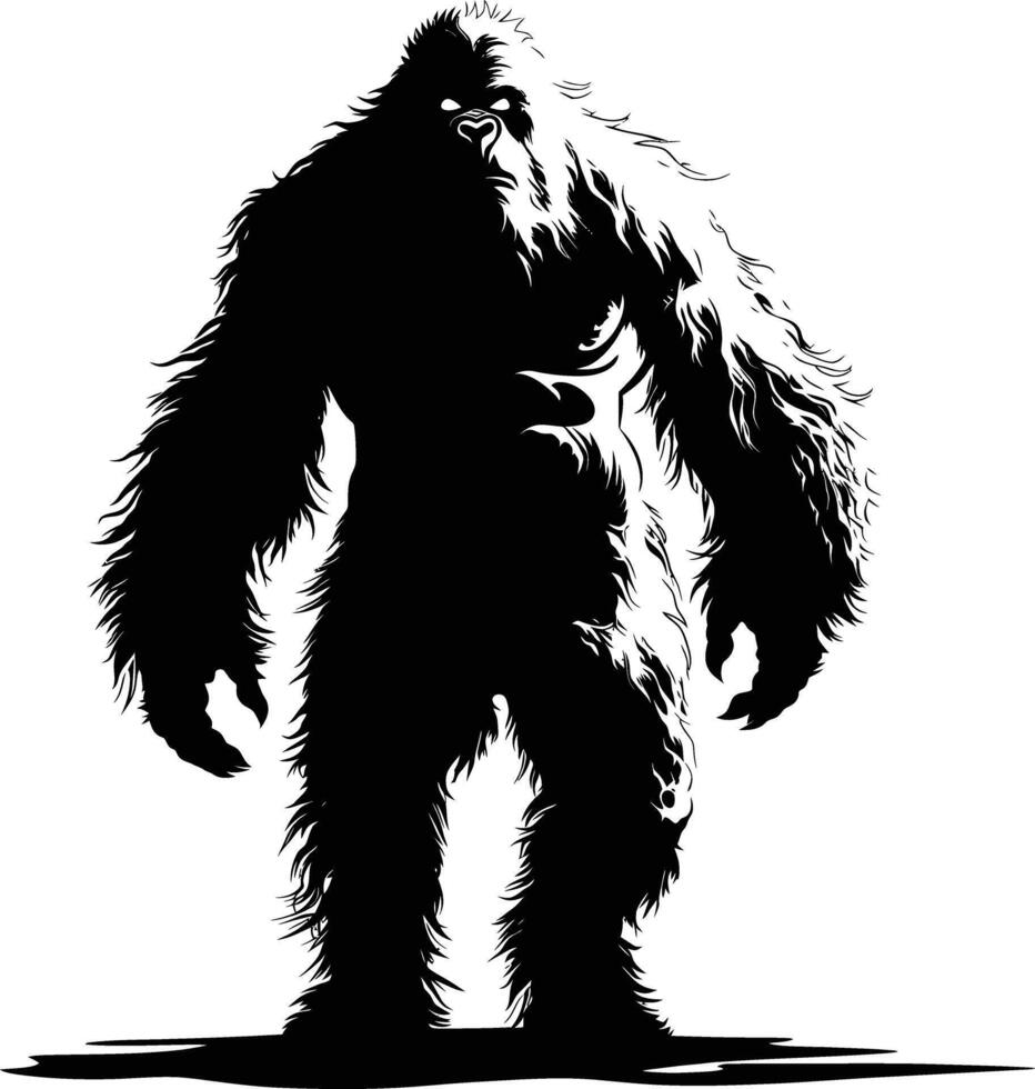 ai gegenereerd silhouet yeti de mythisch schepsel oude beest zwart kleur enkel en alleen vector