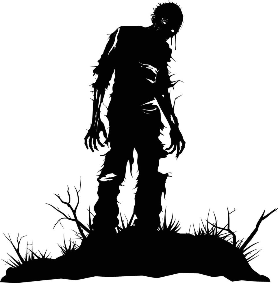 ai gegenereerd silhouet zombie zwart kleur enkel en alleen vol lichaam vector