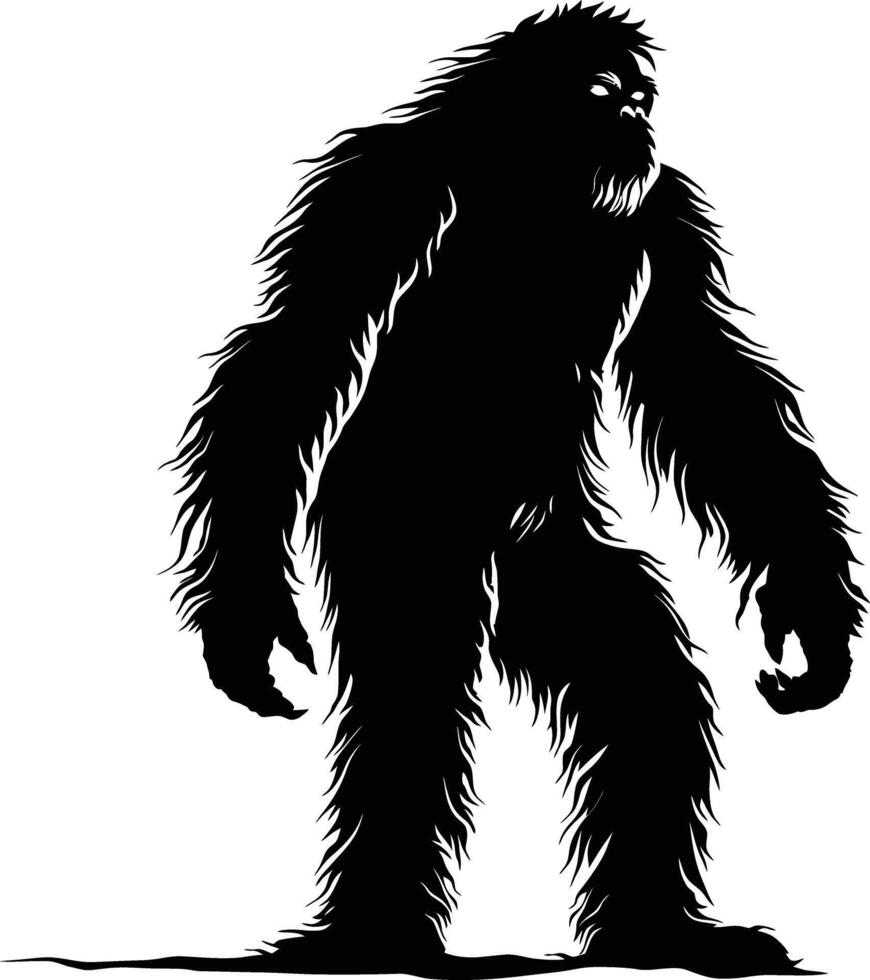 ai gegenereerd silhouet yeti de mythisch schepsel oude beest zwart kleur enkel en alleen vector