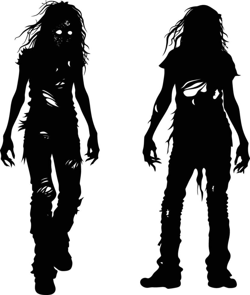 ai gegenereerd silhouet zombie Dames zwart kleur enkel en alleen vol lichaam vector