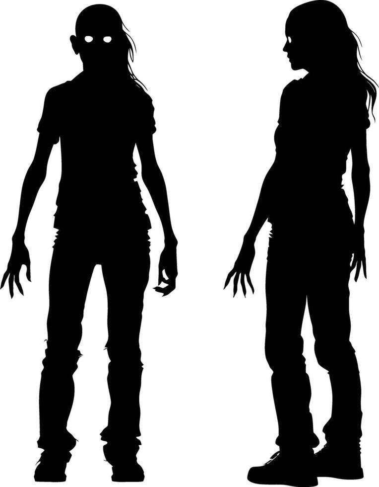 ai gegenereerd silhouet zombie Dames zwart kleur enkel en alleen vol lichaam vector