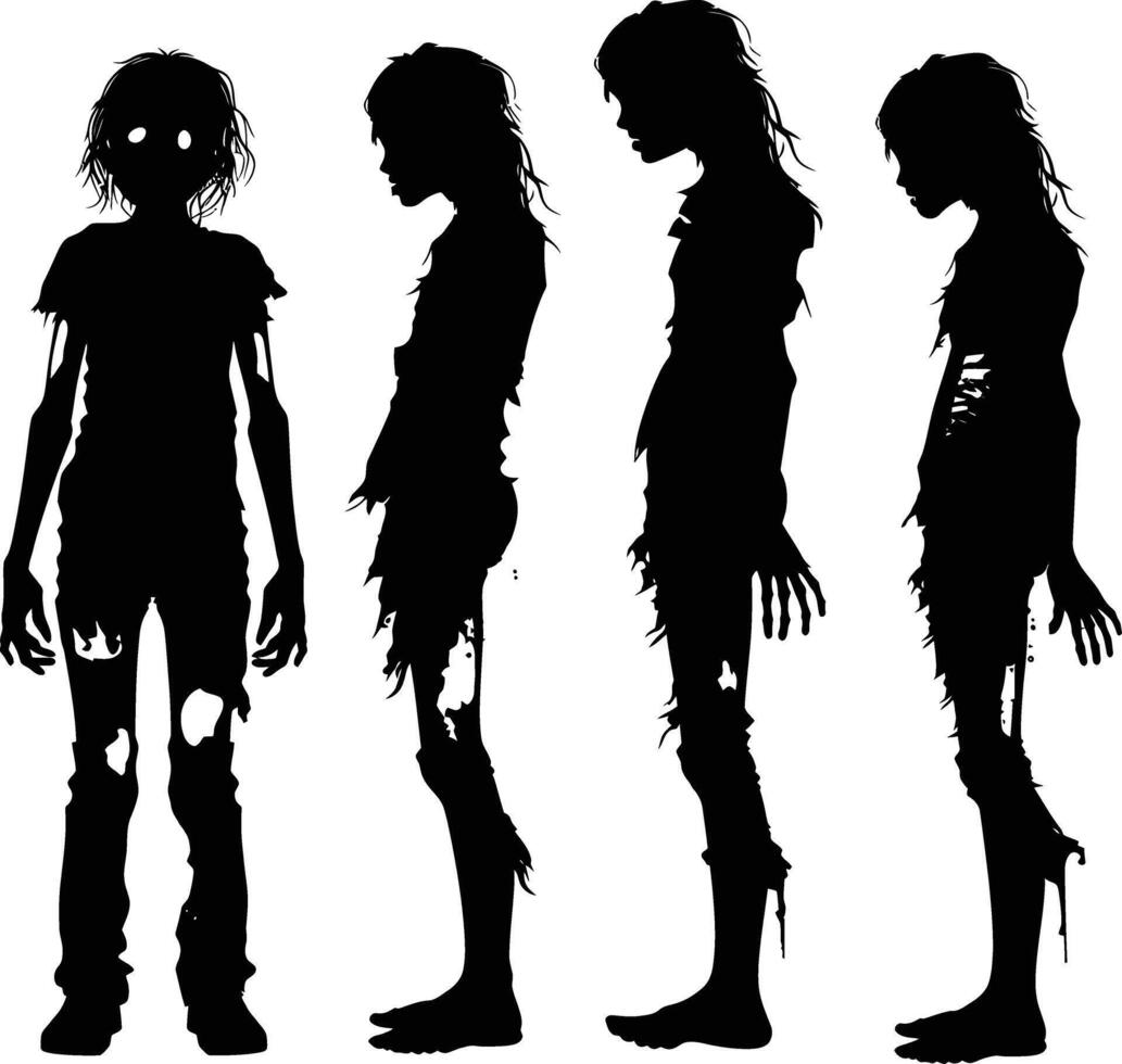 ai gegenereerd silhouet zombie Dames zwart kleur enkel en alleen vol lichaam vector