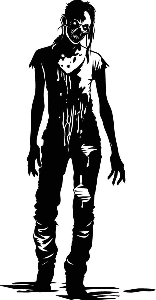 ai gegenereerd silhouet zombie Dames zwart kleur enkel en alleen vol lichaam vector