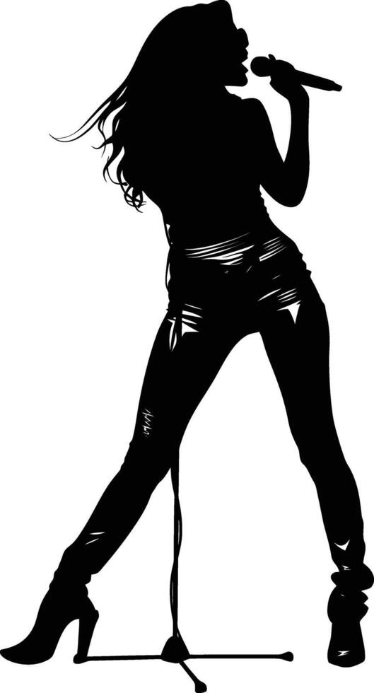 ai gegenereerd silhouet dame rocker in uitvoeren zwart kleur enkel en alleen vol lichaam vector