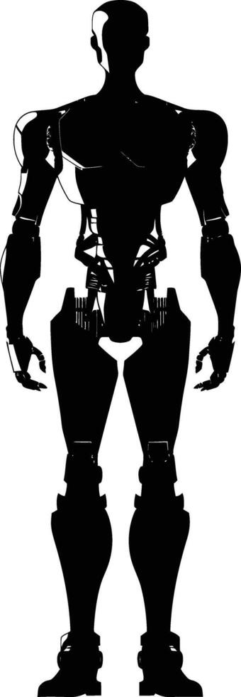 ai gegenereerd silhouet robot karakter zwart kleur enkel en alleen vol lichaam vector