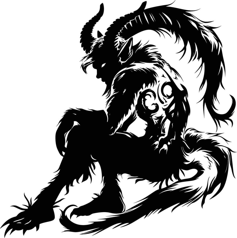 ai gegenereerd silhouet sater oude mythologie schepsel zwart kleur enkel en alleen vol lichaam vector