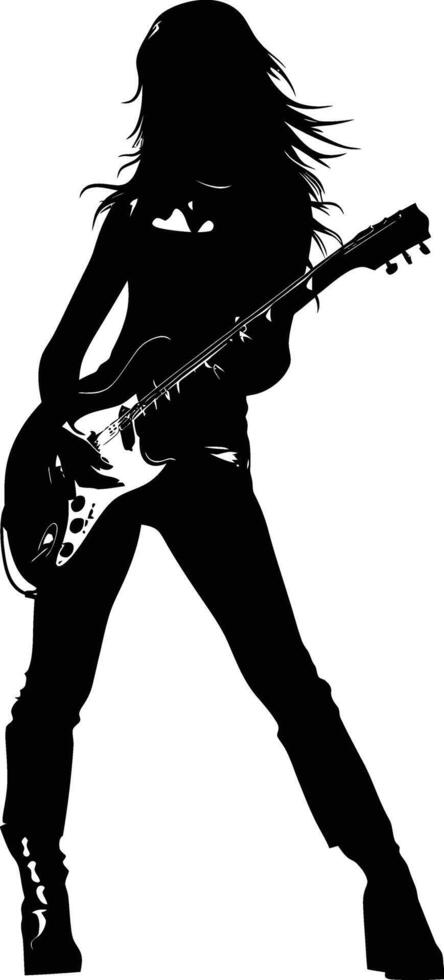 ai gegenereerd silhouet dame rocker in uitvoeren zwart kleur enkel en alleen vol lichaam vector