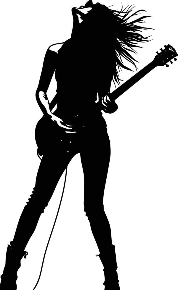 ai gegenereerd silhouet dame rocker in uitvoeren zwart kleur enkel en alleen vol lichaam vector