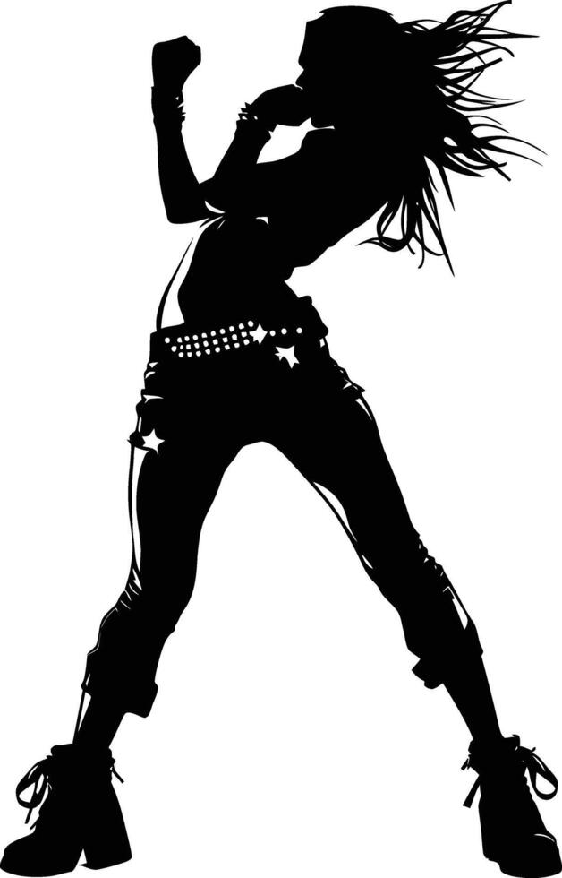 ai gegenereerd silhouet dame rocker in uitvoeren zwart kleur enkel en alleen vol lichaam vector