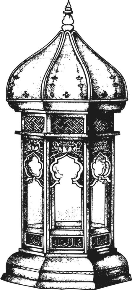 ai gegenereerd Arabisch lantaarn illustratie met gravure stijl zwart kleur enkel en alleen vector