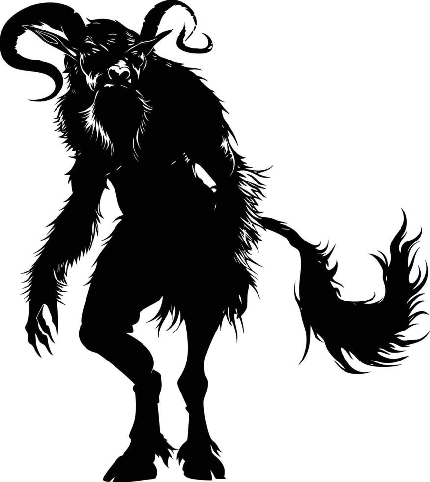 ai gegenereerd silhouet sater oude mythologie schepsel zwart kleur enkel en alleen vol lichaam vector