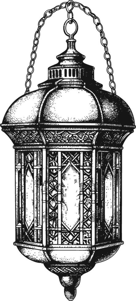 ai gegenereerd Arabisch lantaarn illustratie met gravure stijl zwart kleur enkel en alleen vector