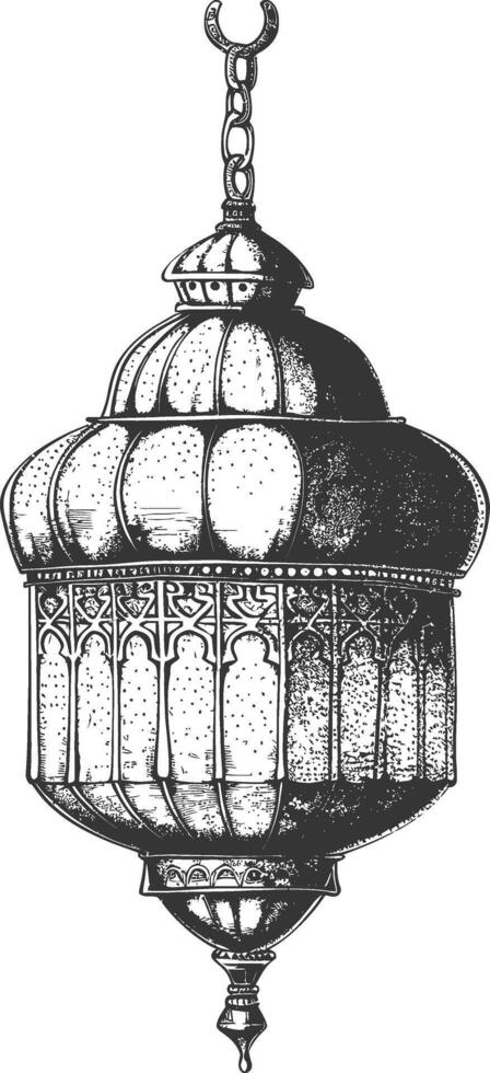 ai gegenereerd Arabisch lantaarn illustratie met gravure stijl zwart kleur enkel en alleen vector