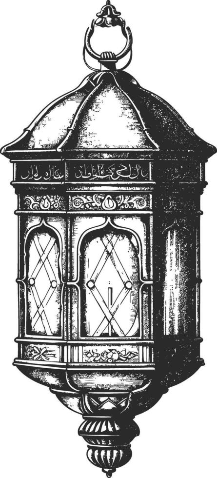 ai gegenereerd Arabisch lantaarn illustratie met gravure stijl zwart kleur enkel en alleen vector