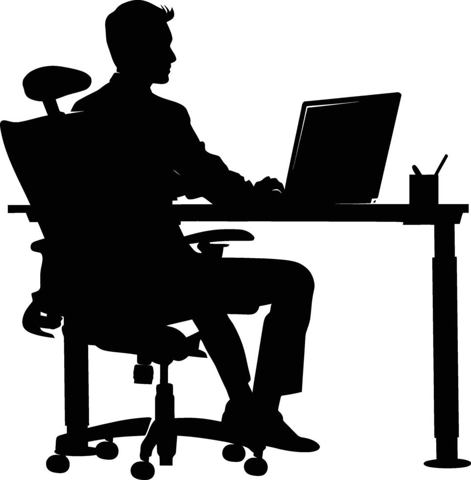 ai gegenereerd silhouet kantoor bureau met laptop mensen werk binnen vector