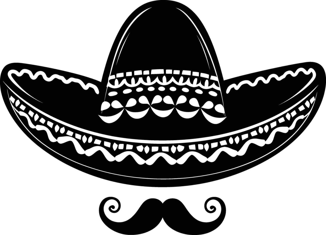 ai gegenereerd silhouet Mexicaans hoed sombrero met snor zwart kleur enkel en alleen vector