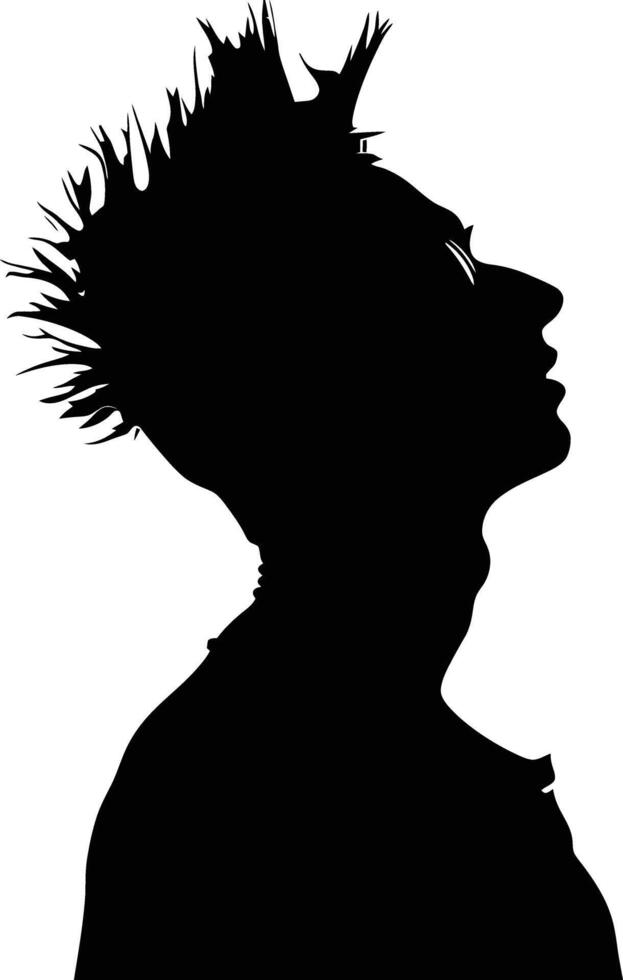 ai gegenereerd silhouet punk- Mens hoofd huid hoofd zwart kleur enkel en alleen vol lichaam vector