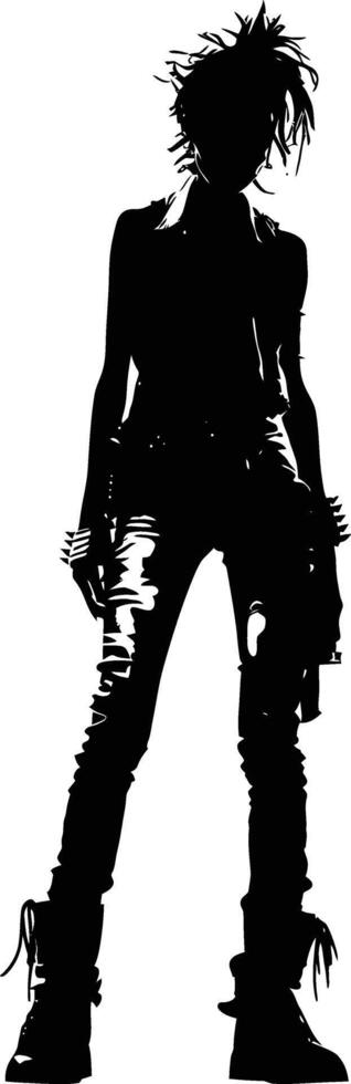 ai gegenereerd silhouet punk- dame vrouw huid hoofd zwart kleur enkel en alleen vol lichaam vector