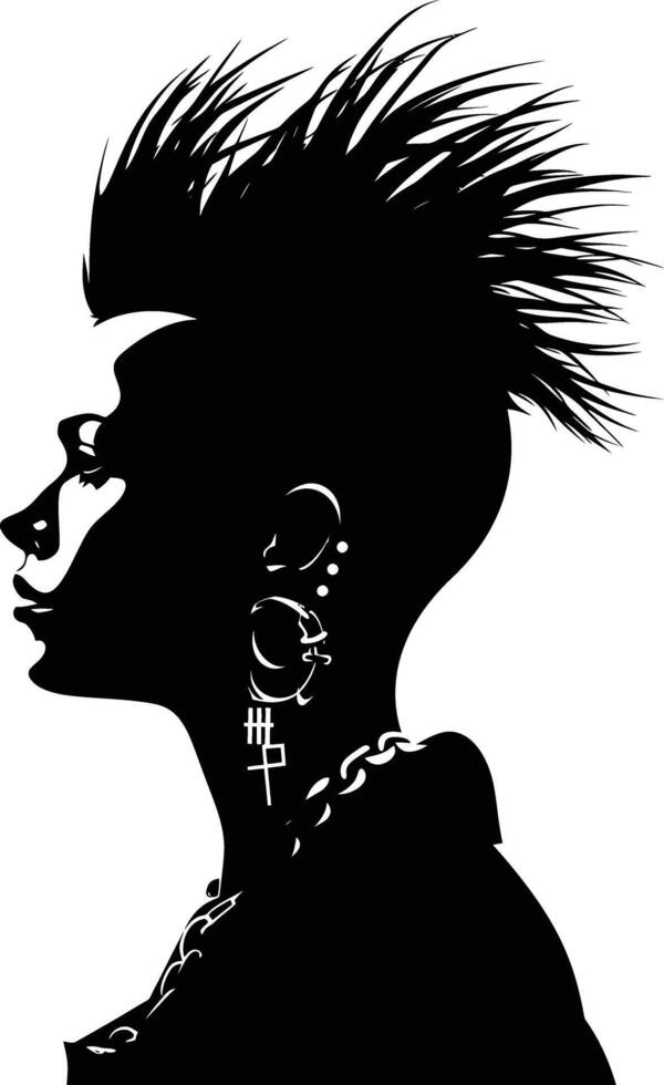 ai gegenereerd silhouet punk- dame vrouw huid hoofd zwart kleur enkel en alleen vector