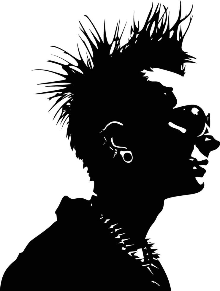 ai gegenereerd silhouet punk- Mens hoofd huid hoofd zwart kleur enkel en alleen vol lichaam vector