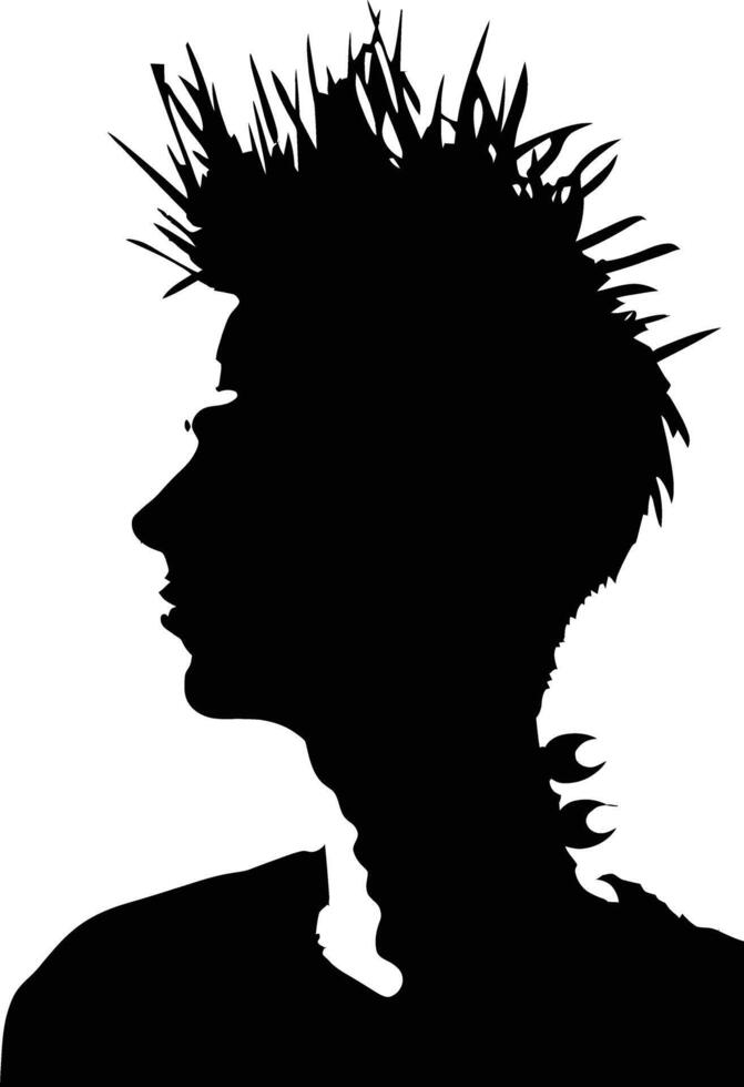 ai gegenereerd silhouet punk- Mens hoofd huid hoofd zwart kleur enkel en alleen vol lichaam vector