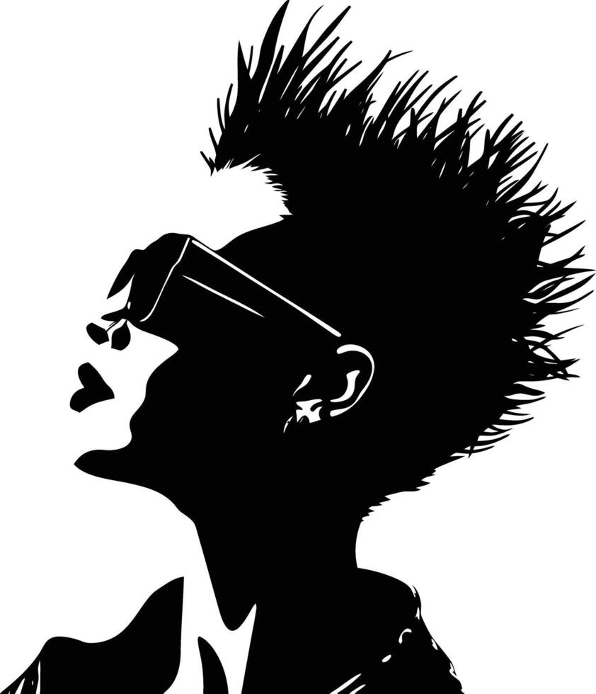 ai gegenereerd silhouet punk- dame vrouw huid hoofd zwart kleur enkel en alleen vector