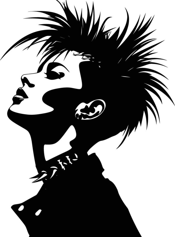 ai gegenereerd silhouet punk- dame vrouw huid hoofd zwart kleur enkel en alleen vector