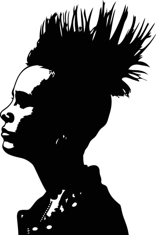 ai gegenereerd silhouet punk- dame vrouw huid hoofd zwart kleur enkel en alleen vector