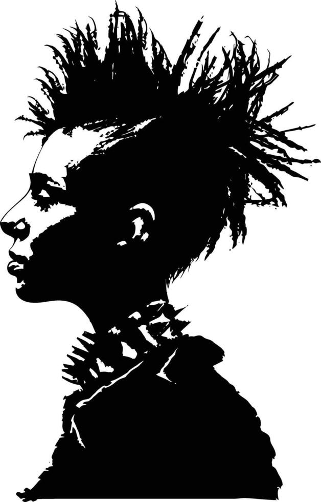 ai gegenereerd silhouet punk- dame vrouw huid hoofd zwart kleur enkel en alleen vector