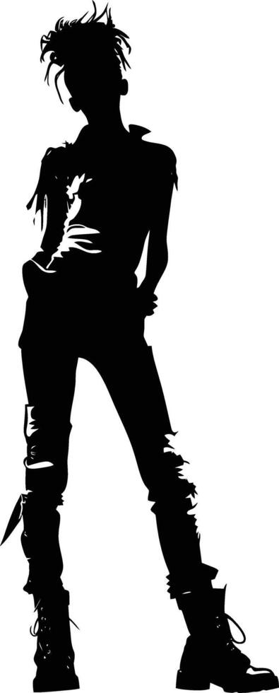 ai gegenereerd silhouet punk- dame vrouw huid hoofd zwart kleur enkel en alleen vol lichaam vector