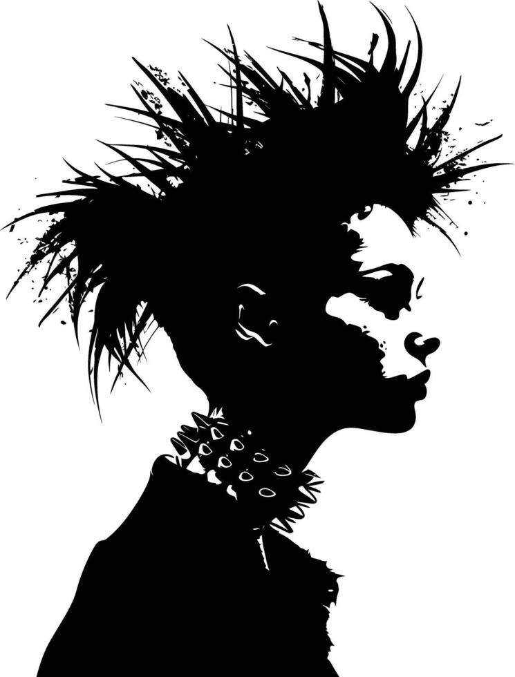 ai gegenereerd silhouet punk- dame vrouw huid hoofd zwart kleur enkel en alleen vector