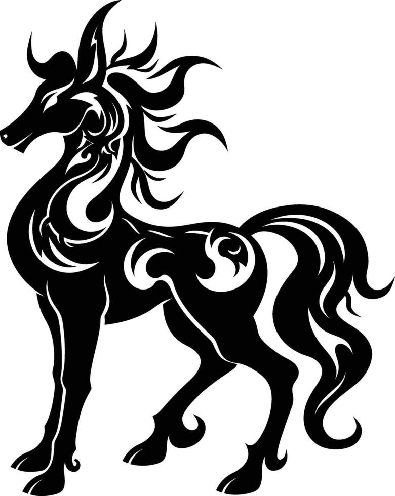 ai gegenereerd silhouet kirin de mythisch schepsel zwart kleur enkel en alleen vector