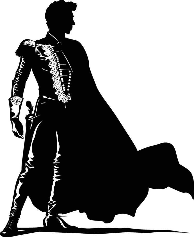 ai gegenereerd silhouet matador zwart kleur enkel en alleen vol lichaam vector