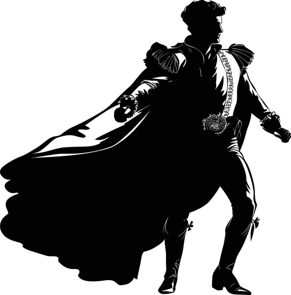 ai gegenereerd silhouet matador zwart kleur enkel en alleen vol lichaam vector