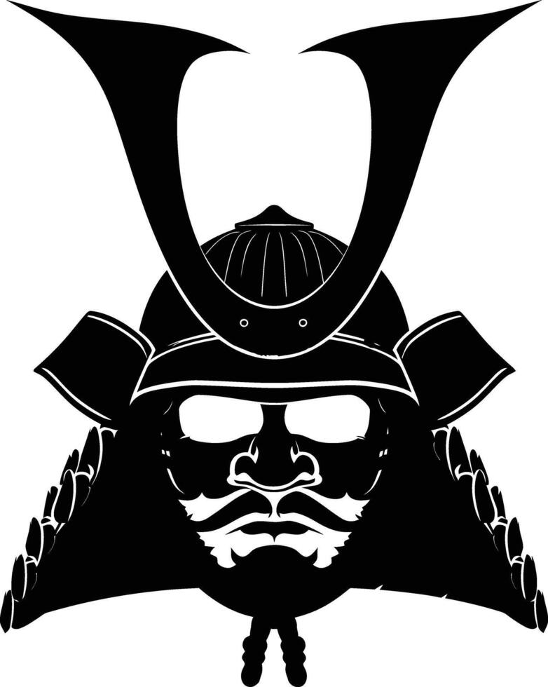 ai gegenereerd silhouet Japans sjogoen krijger helm zwart kleur enkel en alleen vector