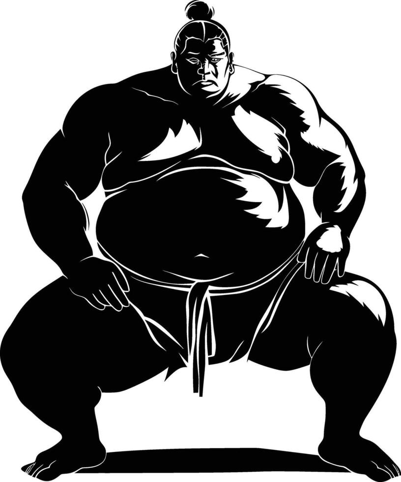 ai gegenereerd silhouet Japans sumo atleet zwart kleur enkel en alleen vector