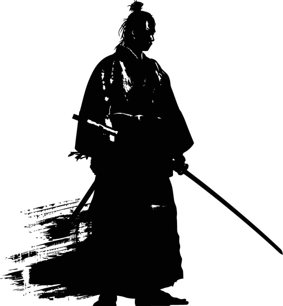 ai gegenereerd silhouet Japans sjogoen krijger zwart kleur enkel en alleen vector