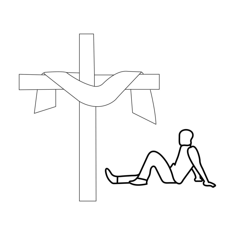 Jezus Christus schetsen mooi zo vrijdag doorlopend single lijn schets vector kunst tekening en illustratie