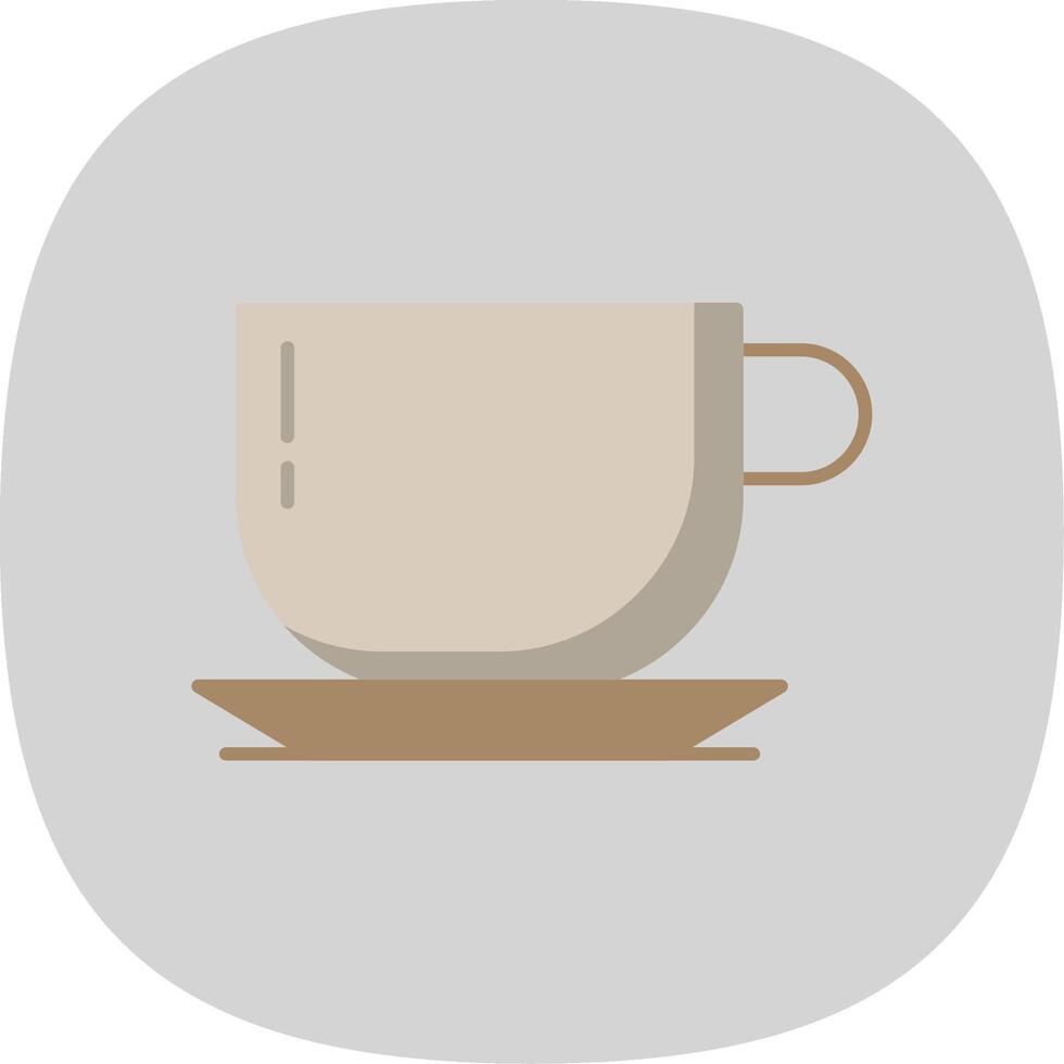 koffie kop vlak kromme icoon vector