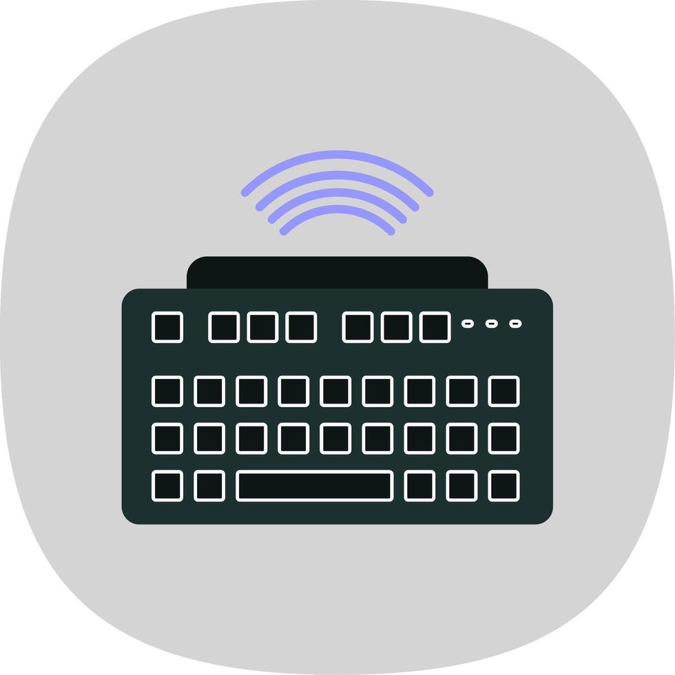 draadloze toetsenbord vlak kromme icoon vector