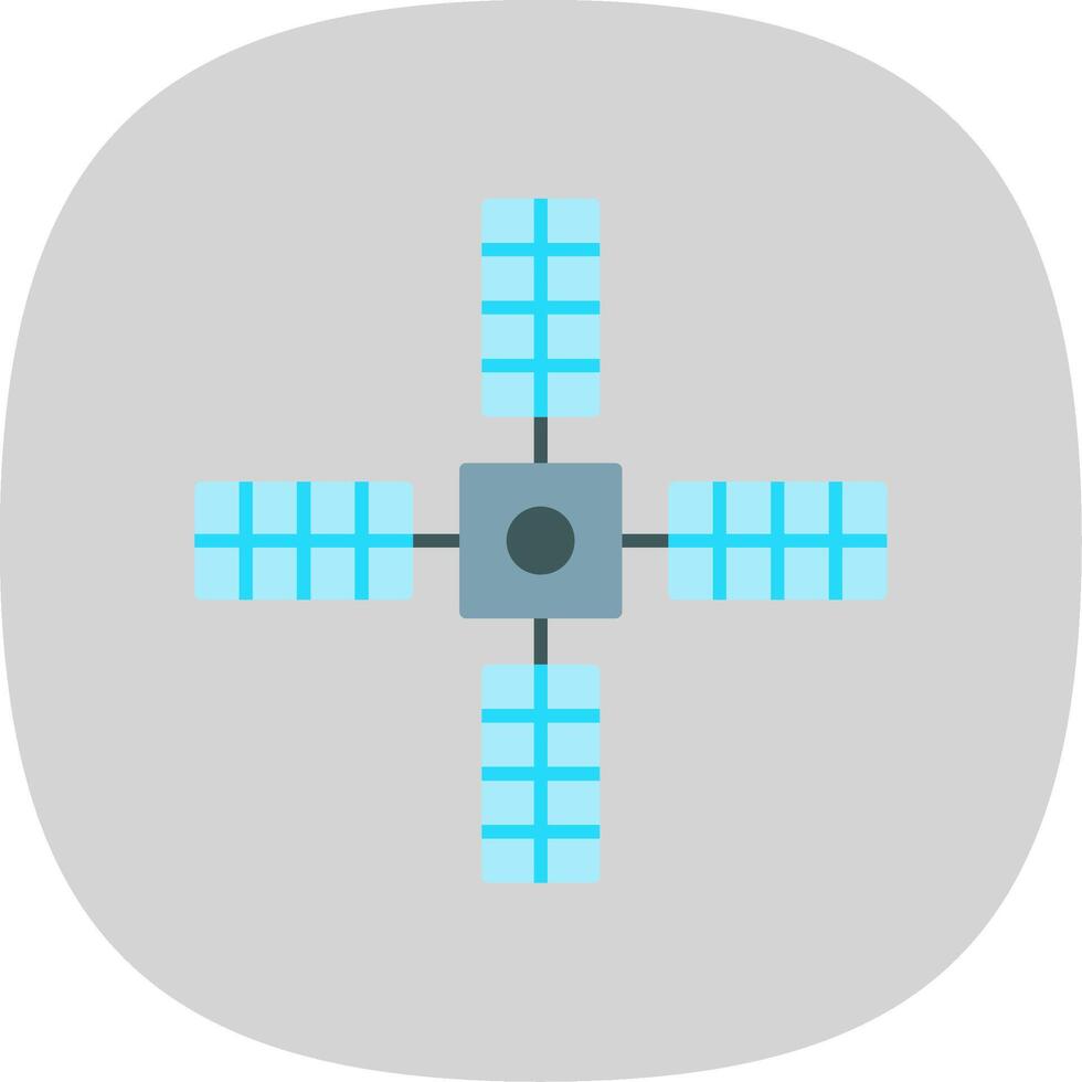 groot satelliet vlak kromme icoon vector