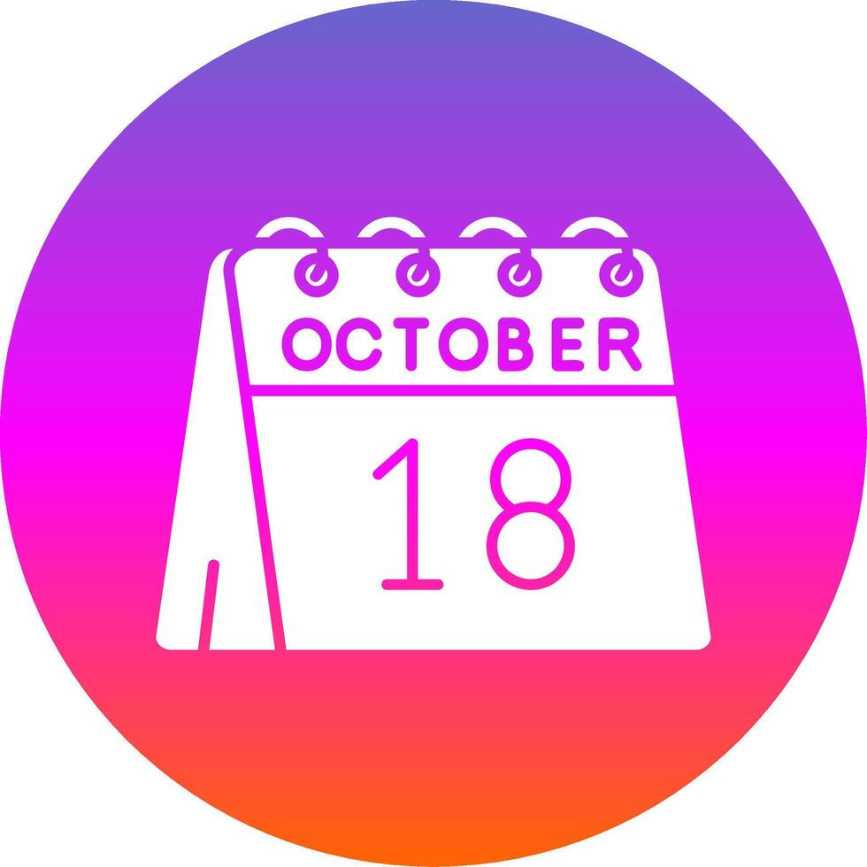 18e van oktober glyph helling cirkel icoon vector