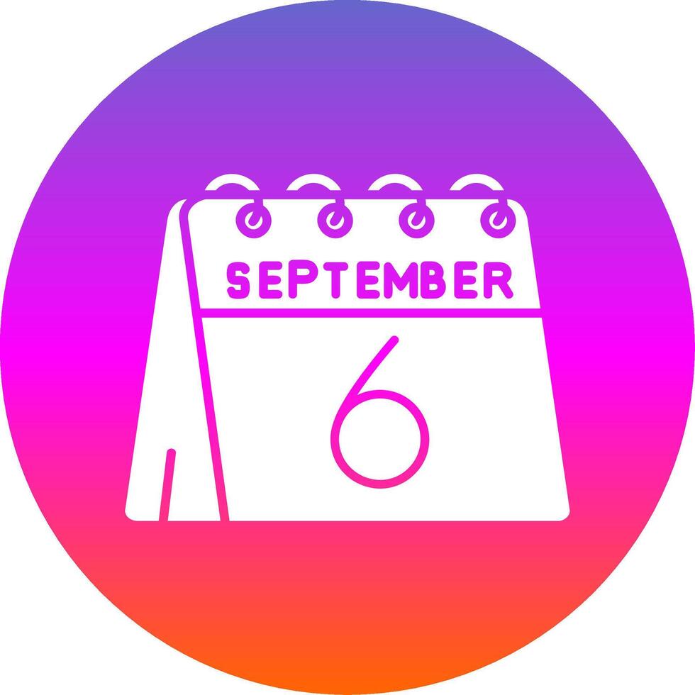 6e van september glyph helling cirkel icoon vector