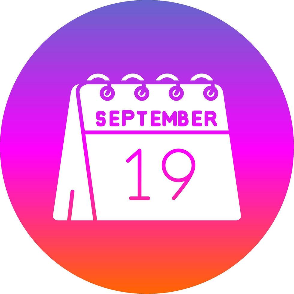 19e van september glyph helling cirkel icoon vector