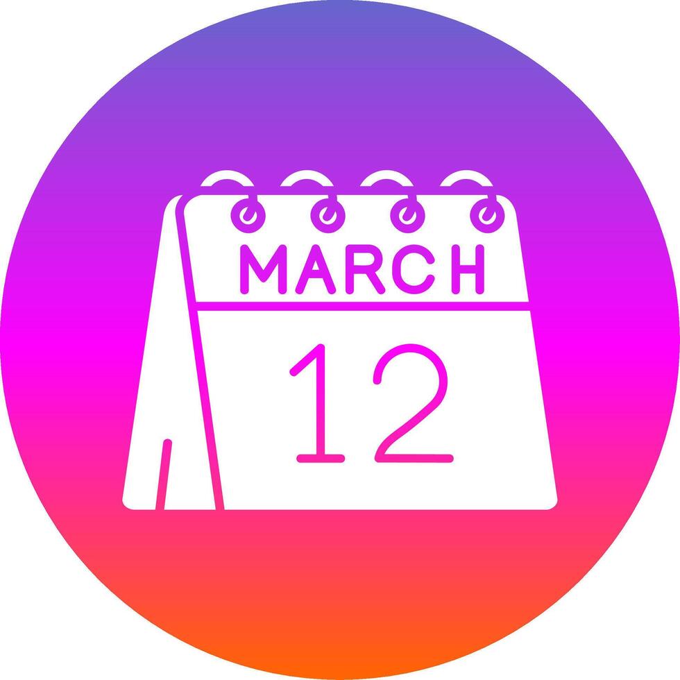12e van maart glyph helling cirkel icoon vector